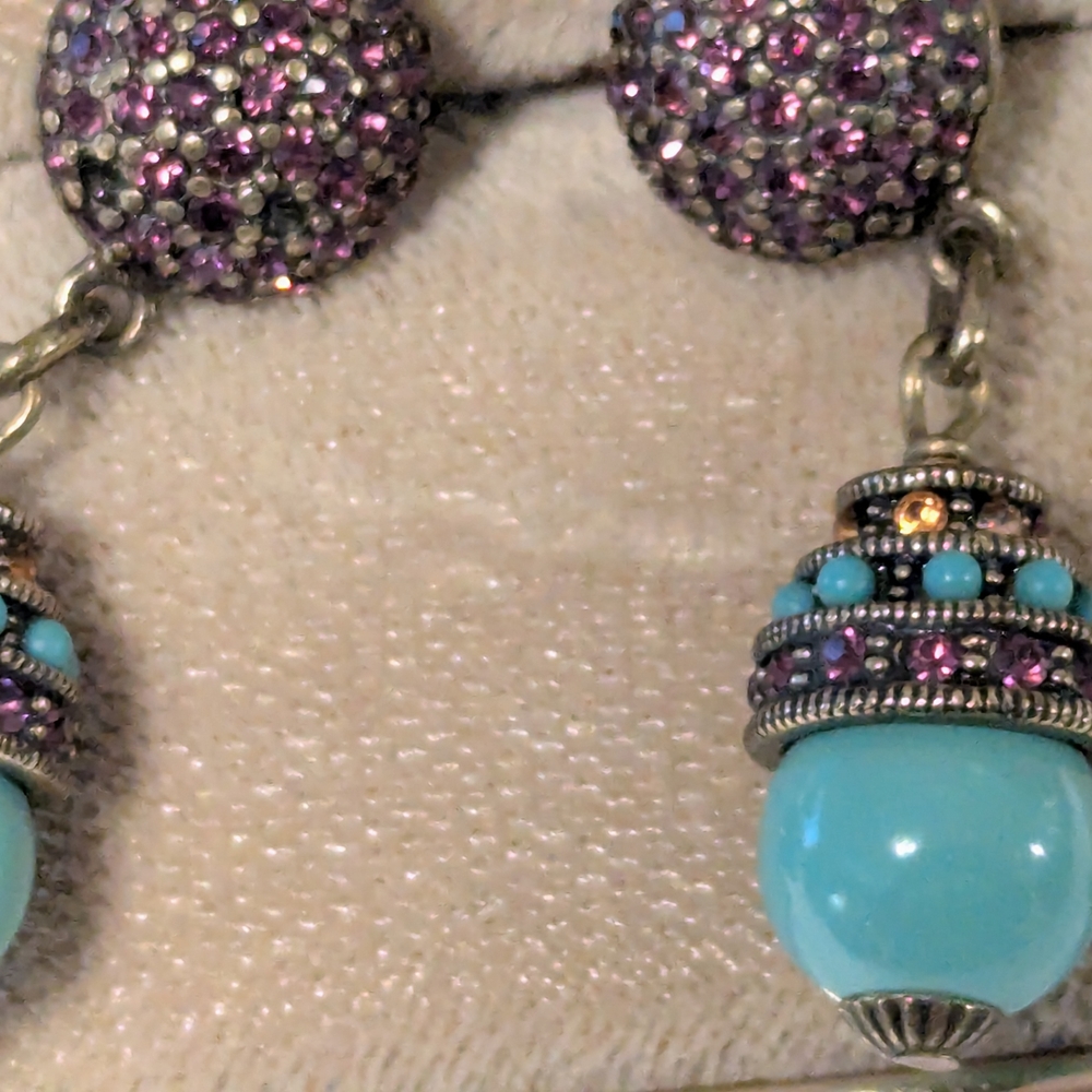 Chic Purple and Turquoise Drop Earrings